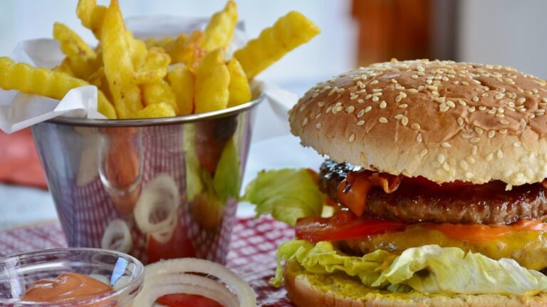 burger and fries served in hospitals